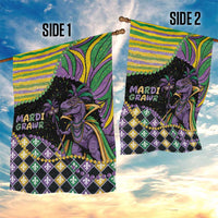 Mardi Gras Garden Flag King Rex Glitter Effect