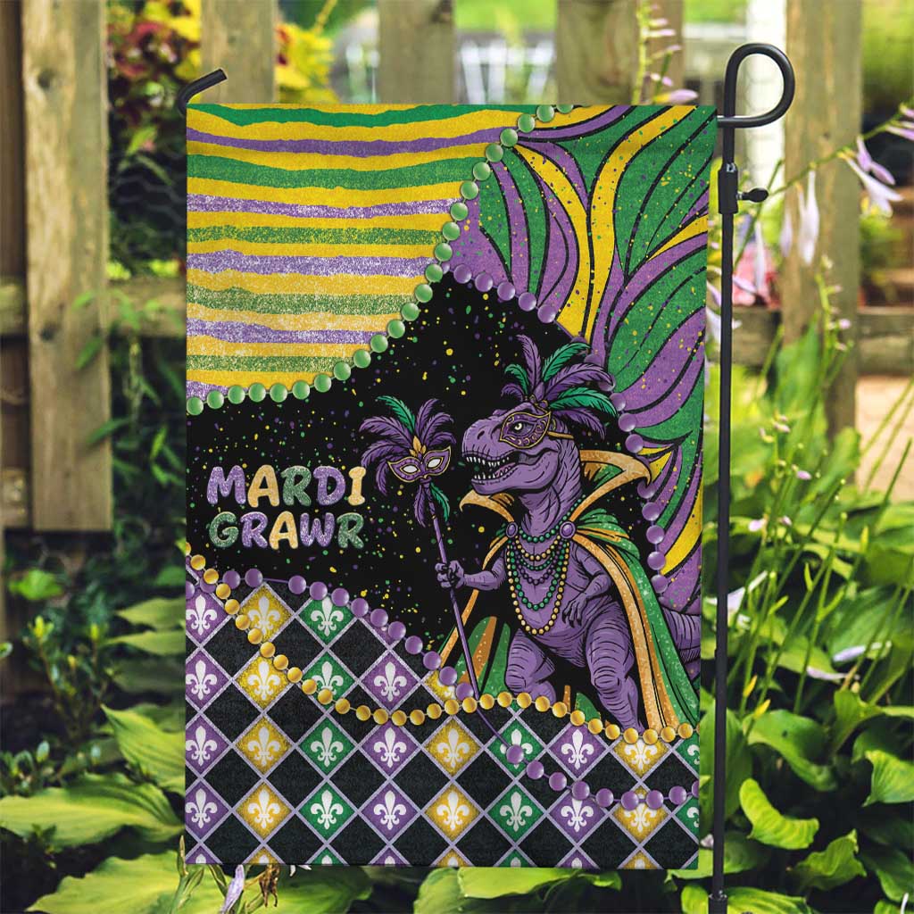 Mardi Gras Garden Flag King Rex Glitter Effect