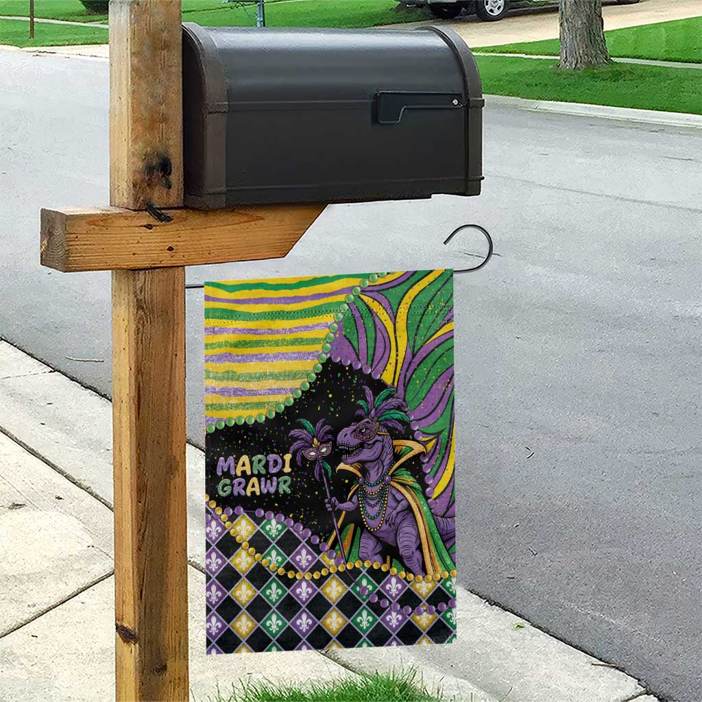 Mardi Gras Garden Flag King Rex Glitter Effect
