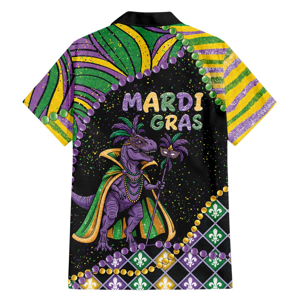 Mardi Gras Hawaiian Shirt King Rex Glitter Effect