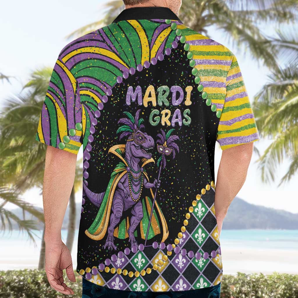 Mardi Gras Hawaiian Shirt King Rex Glitter Effect