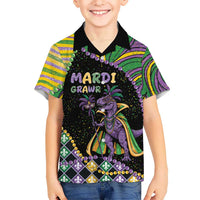 Mardi Gras Hawaiian Shirt King Rex Glitter Effect