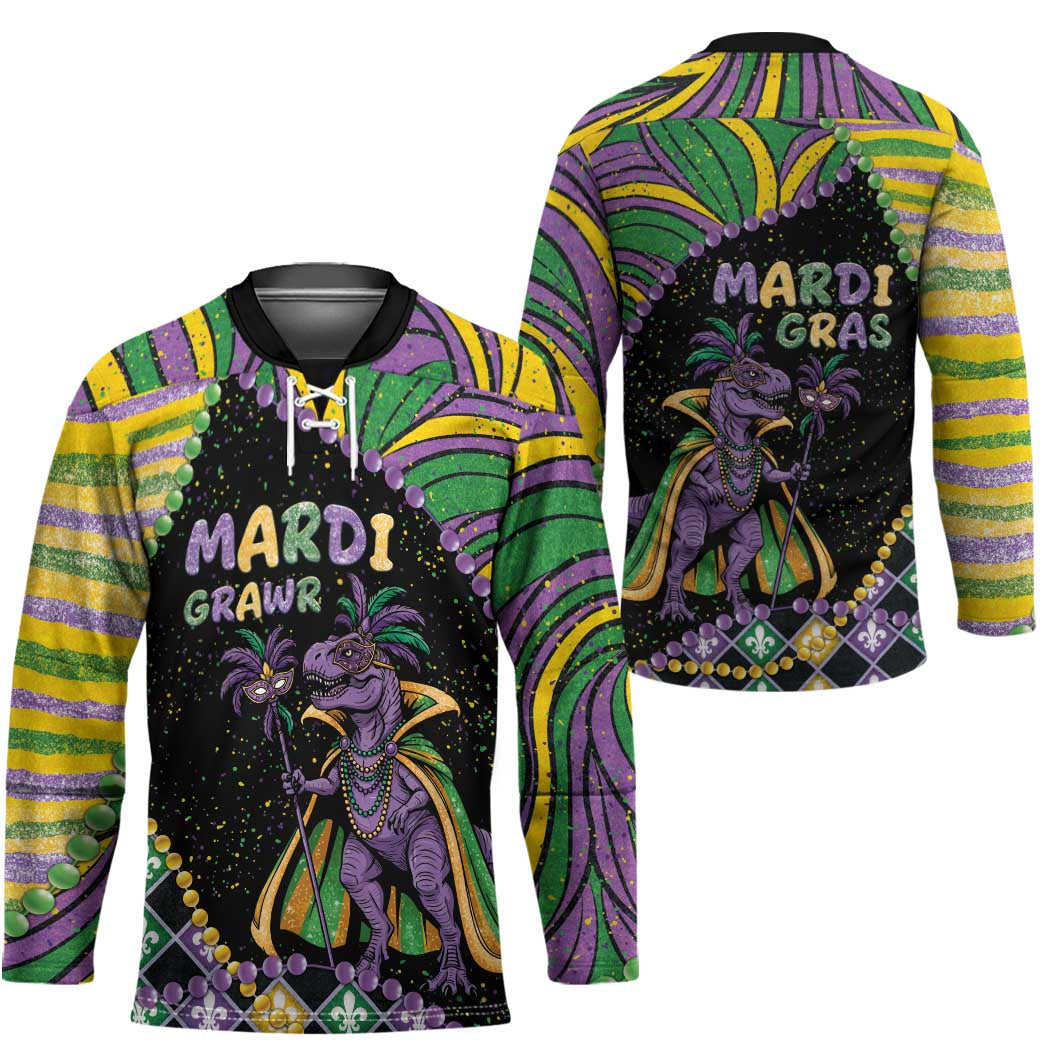 Mardi Gras Hockey Jersey King Rex Glitter Effect
