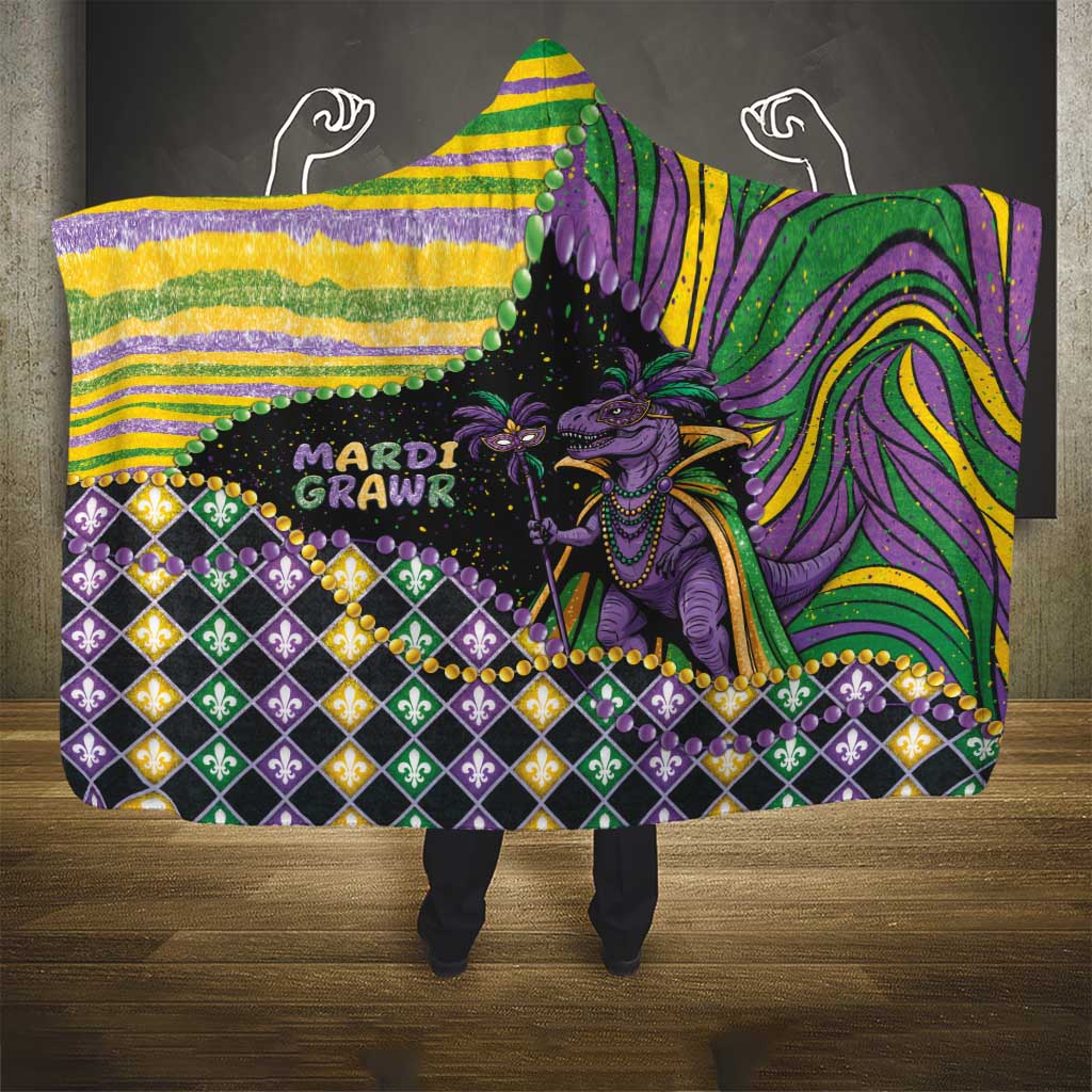 Mardi Gras Hooded Blanket King Rex Glitter Effect