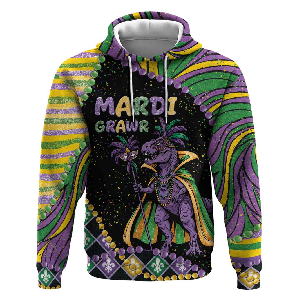 Mardi Gras Hoodie King Rex Glitter Effect