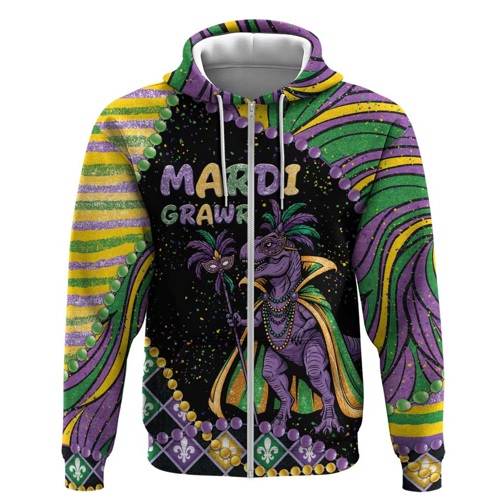 Mardi Gras Hoodie King Rex Glitter Effect