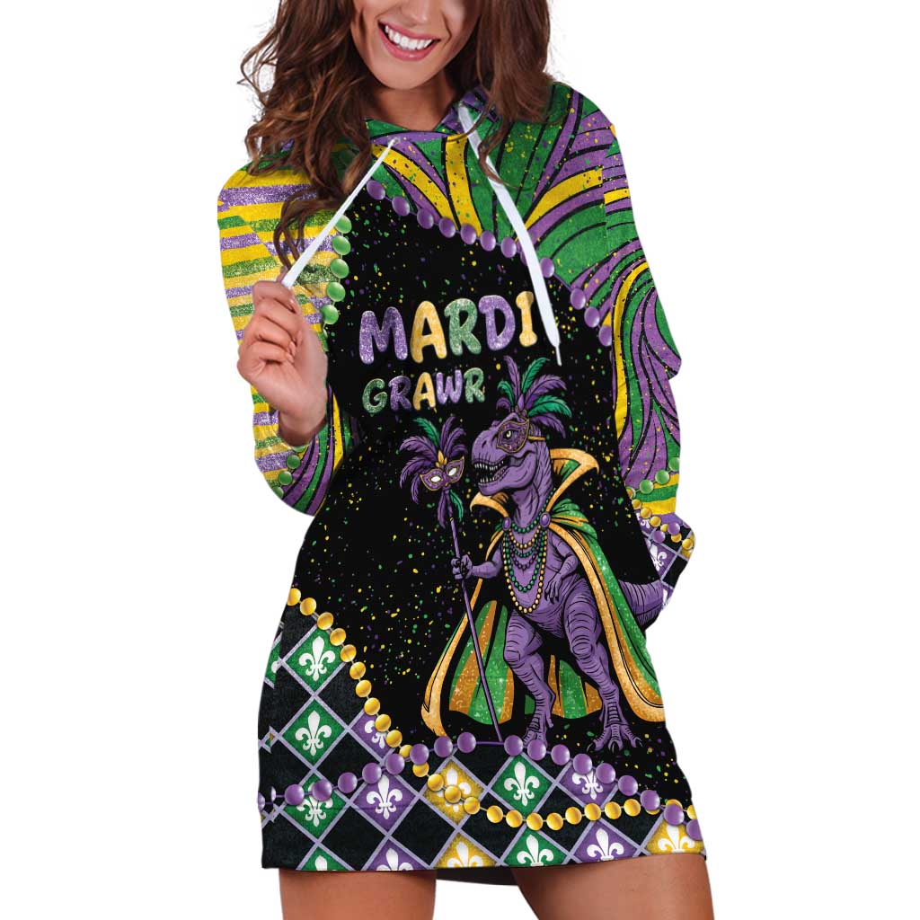 Mardi Gras Hoodie Dress King Rex Glitter Effect