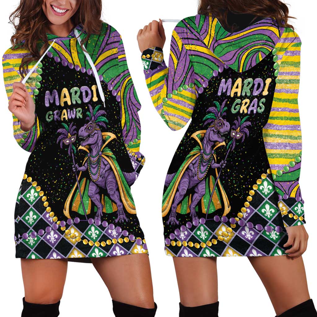 Mardi Gras Hoodie Dress King Rex Glitter Effect