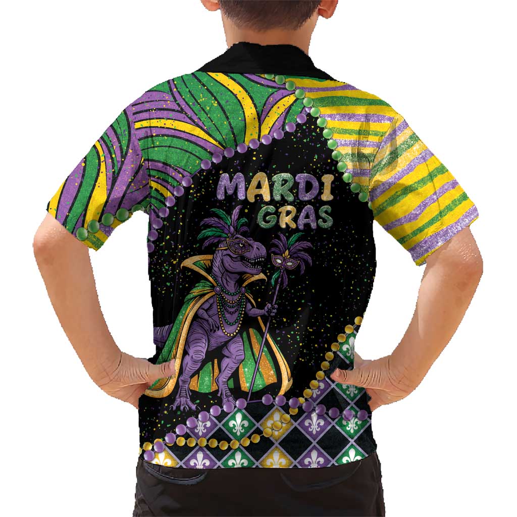 Mardi Gras Kid Hawaiian Shirt King Rex Glitter Effect