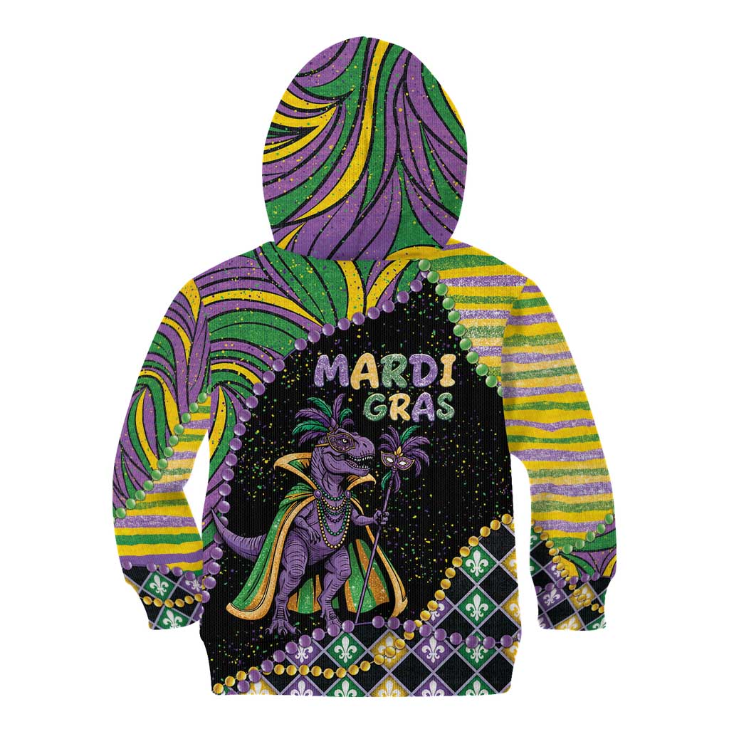 Mardi Gras Kid Hoodie King Rex Glitter Effect