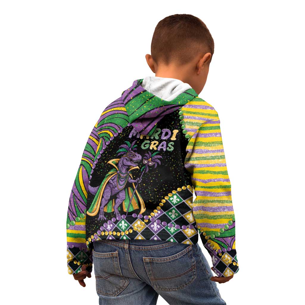 Mardi Gras Kid Hoodie King Rex Glitter Effect