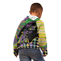 Mardi Gras Kid Hoodie King Rex Glitter Effect