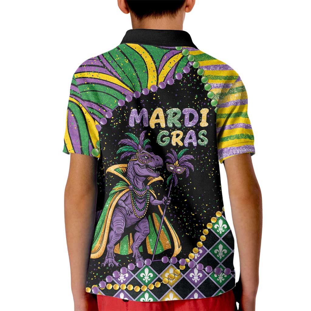 Mardi Gras Kid Polo Shirt King Rex Glitter Effect