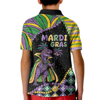 Mardi Gras Kid Polo Shirt King Rex Glitter Effect