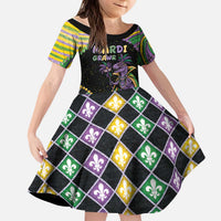 Mardi Gras Kid Short Sleeve Dress King Rex Glitter Effect