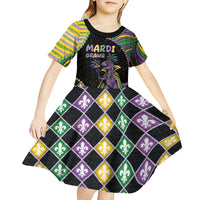Mardi Gras Kid Short Sleeve Dress King Rex Glitter Effect