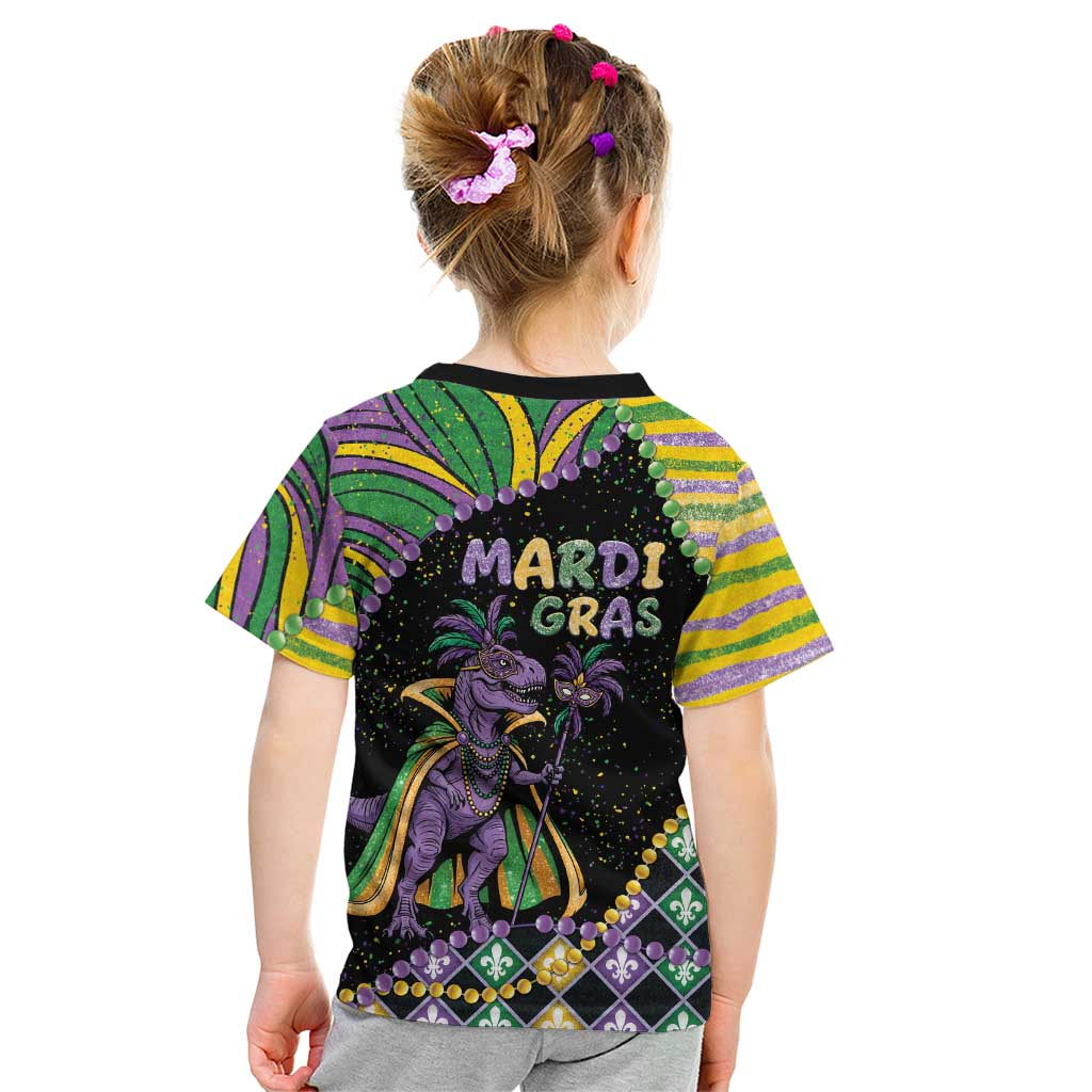 Mardi Gras Kid T Shirt King Rex Glitter Effect