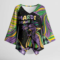 Mardi Gras Kimono Sleeve Blouse King Rex Glitter Effect