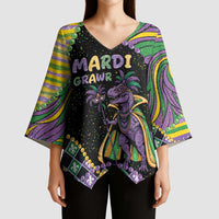 Mardi Gras Kimono Sleeve Blouse King Rex Glitter Effect