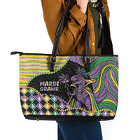 Mardi Gras Leather Tote Bag King Rex Glitter Effect