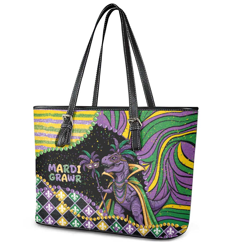 Mardi Gras Leather Tote Bag King Rex Glitter Effect
