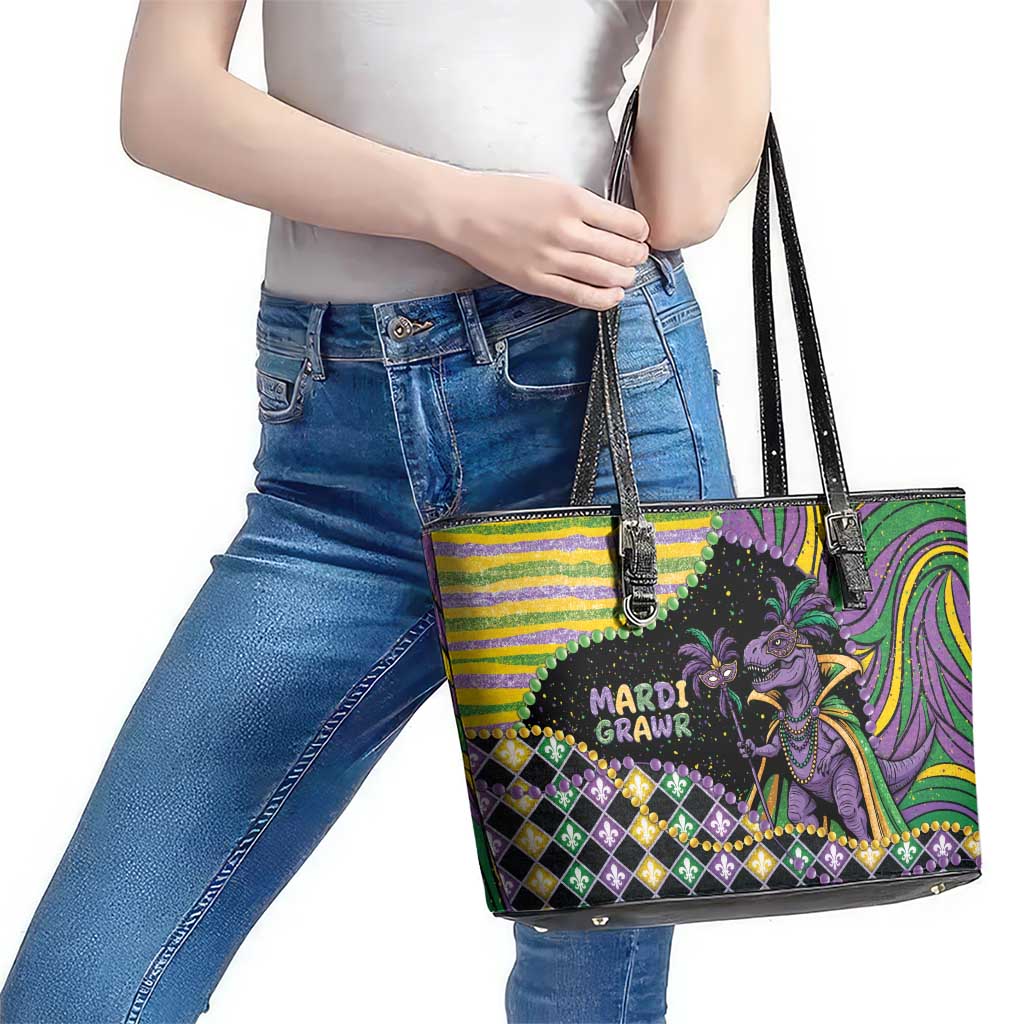 Mardi Gras Leather Tote Bag King Rex Glitter Effect