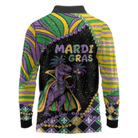 Mardi Gras Long Sleeve Polo Shirt King Rex Glitter Effect