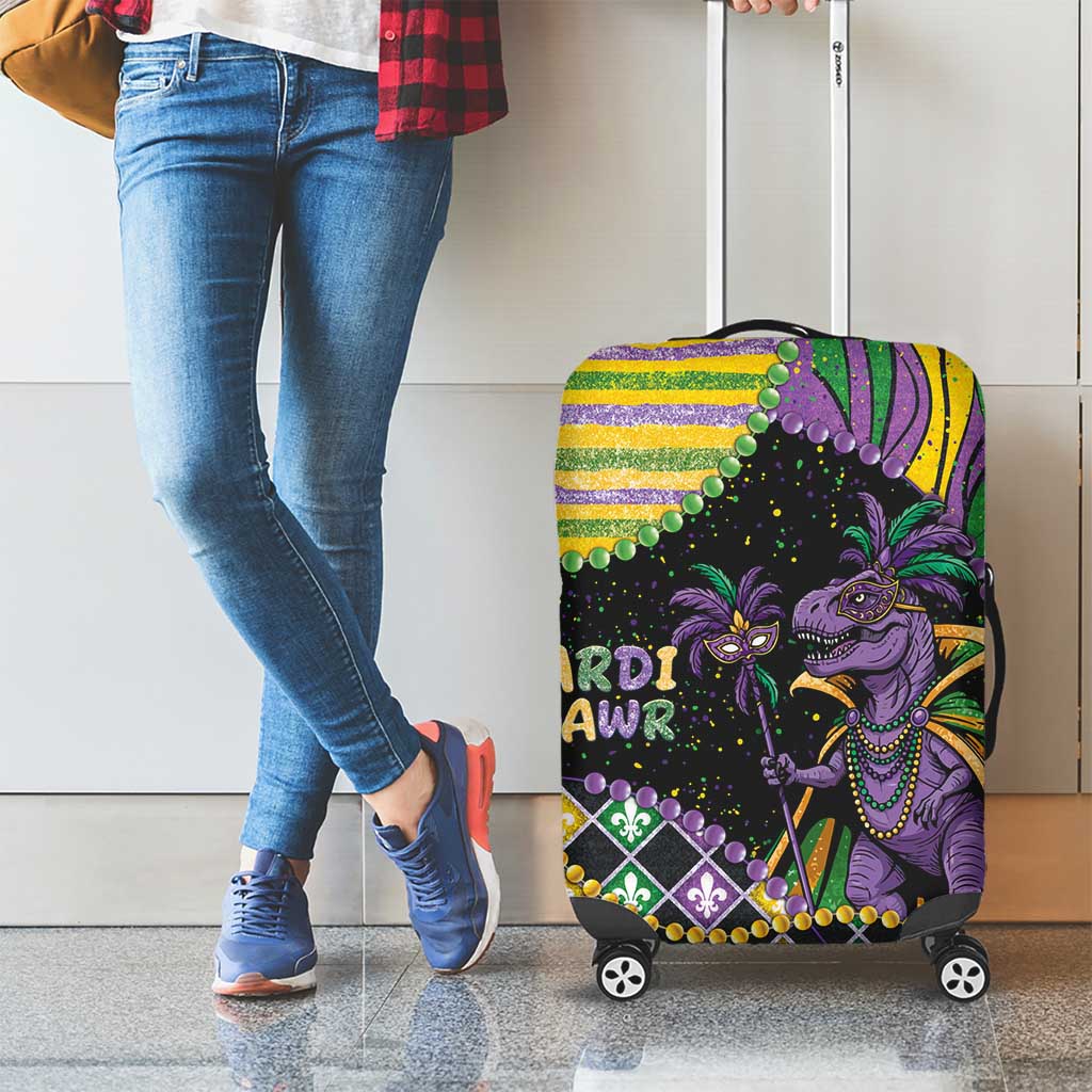 Mardi Gras Luggage Cover King Rex Glitter Effect