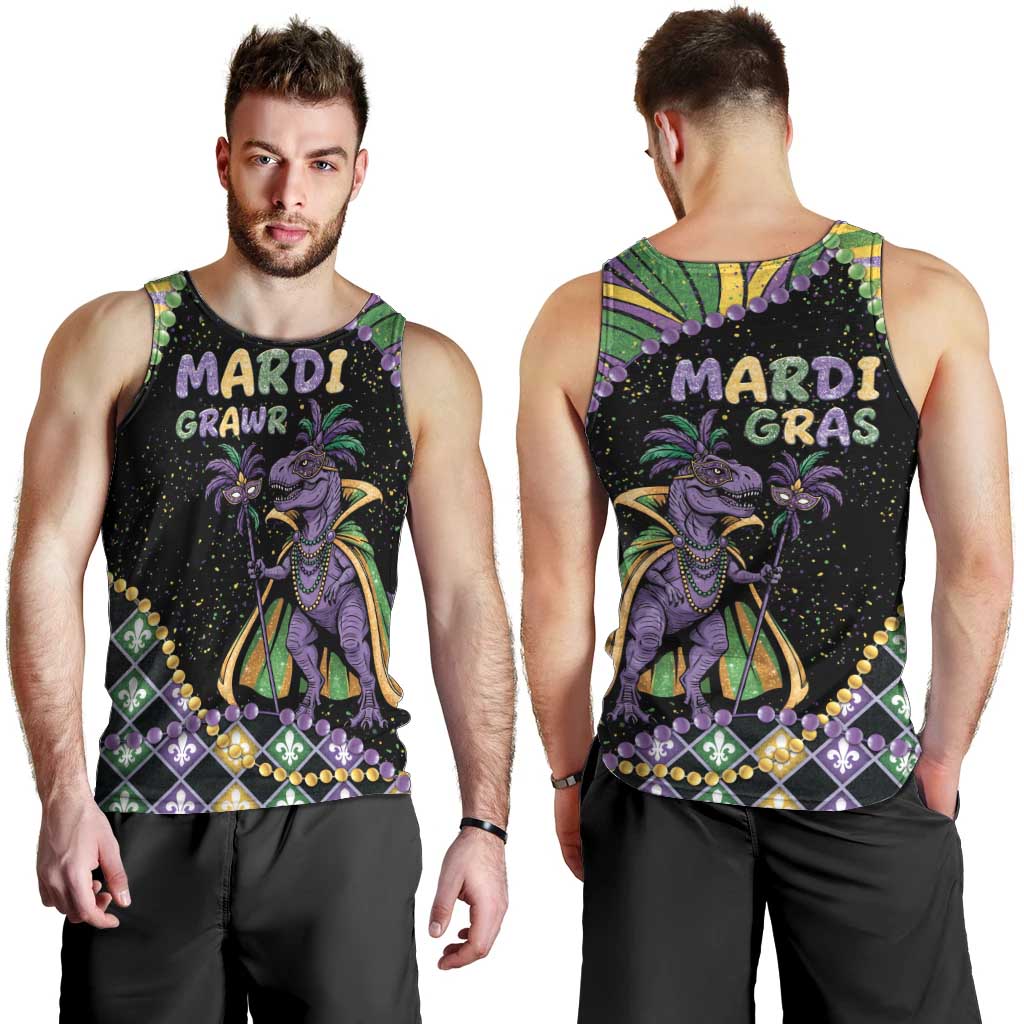 Mardi Gras Men Tank Top King Rex Glitter Effect