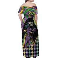 Mardi Gras Off Shoulder Maxi Dress King Rex Glitter Effect