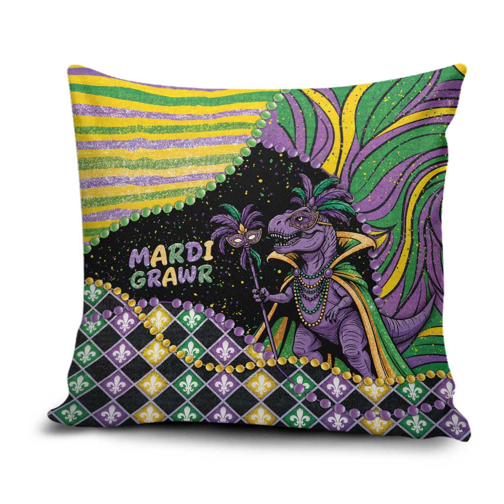 Mardi Gras Pillow Cover King Rex Glitter Effect