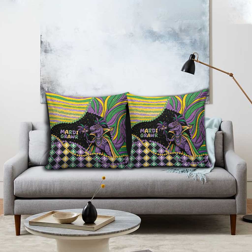 Mardi Gras Pillow Cover King Rex Glitter Effect