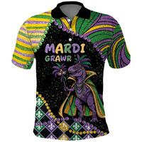 Mardi Gras Polo Shirt King Rex Glitter Effect