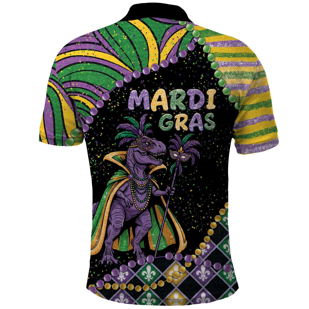 Mardi Gras Polo Shirt King Rex Glitter Effect