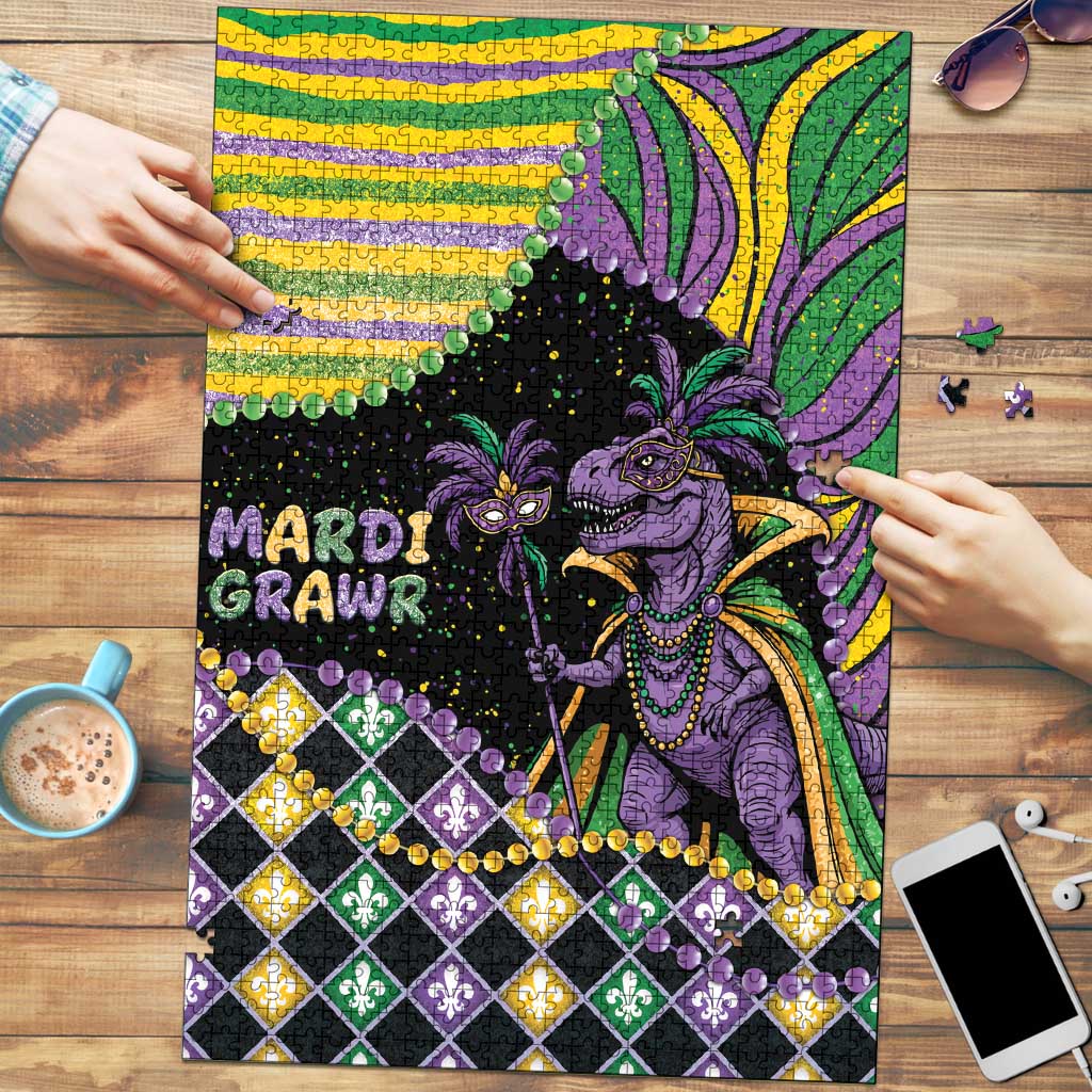 Mardi Gras Puzzle King Rex Glitter Effect