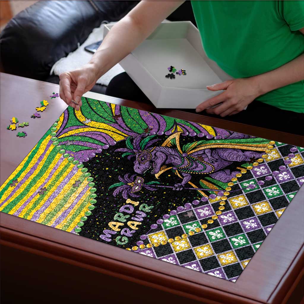 Mardi Gras Puzzle King Rex Glitter Effect