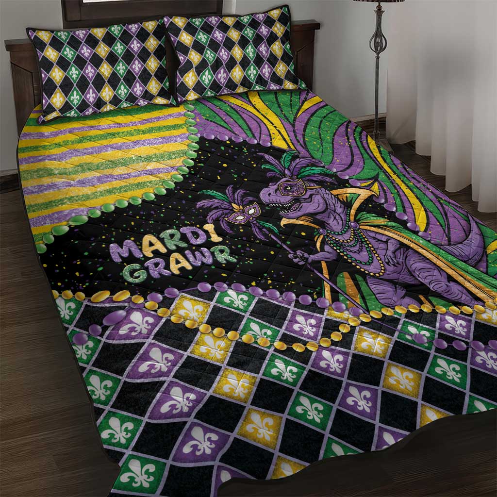 Mardi Gras Quilt Bed Set King Rex Glitter Effect