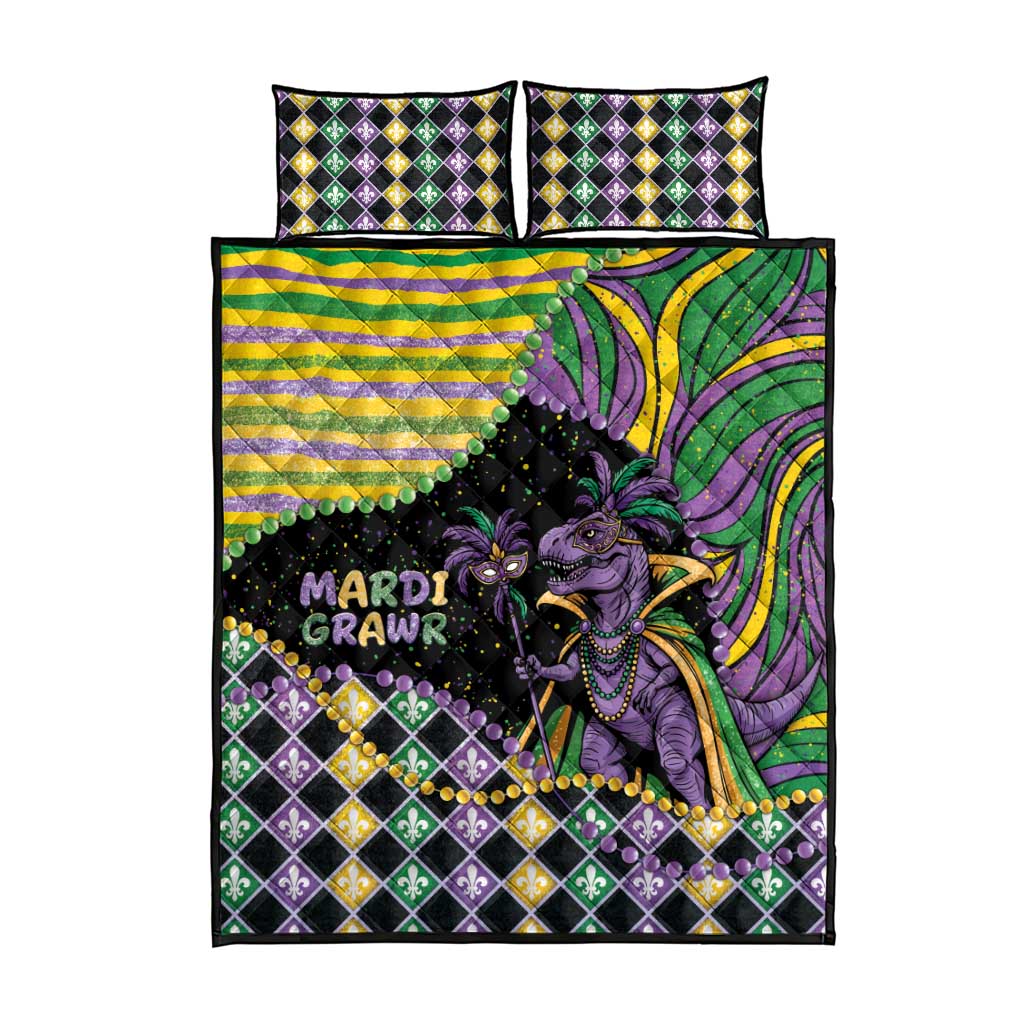 Mardi Gras Quilt Bed Set King Rex Glitter Effect