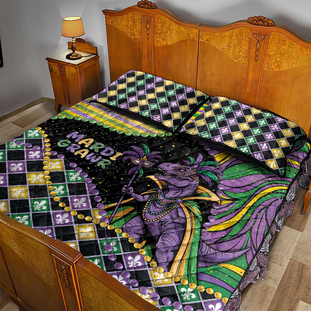 Mardi Gras Quilt Bed Set King Rex Glitter Effect