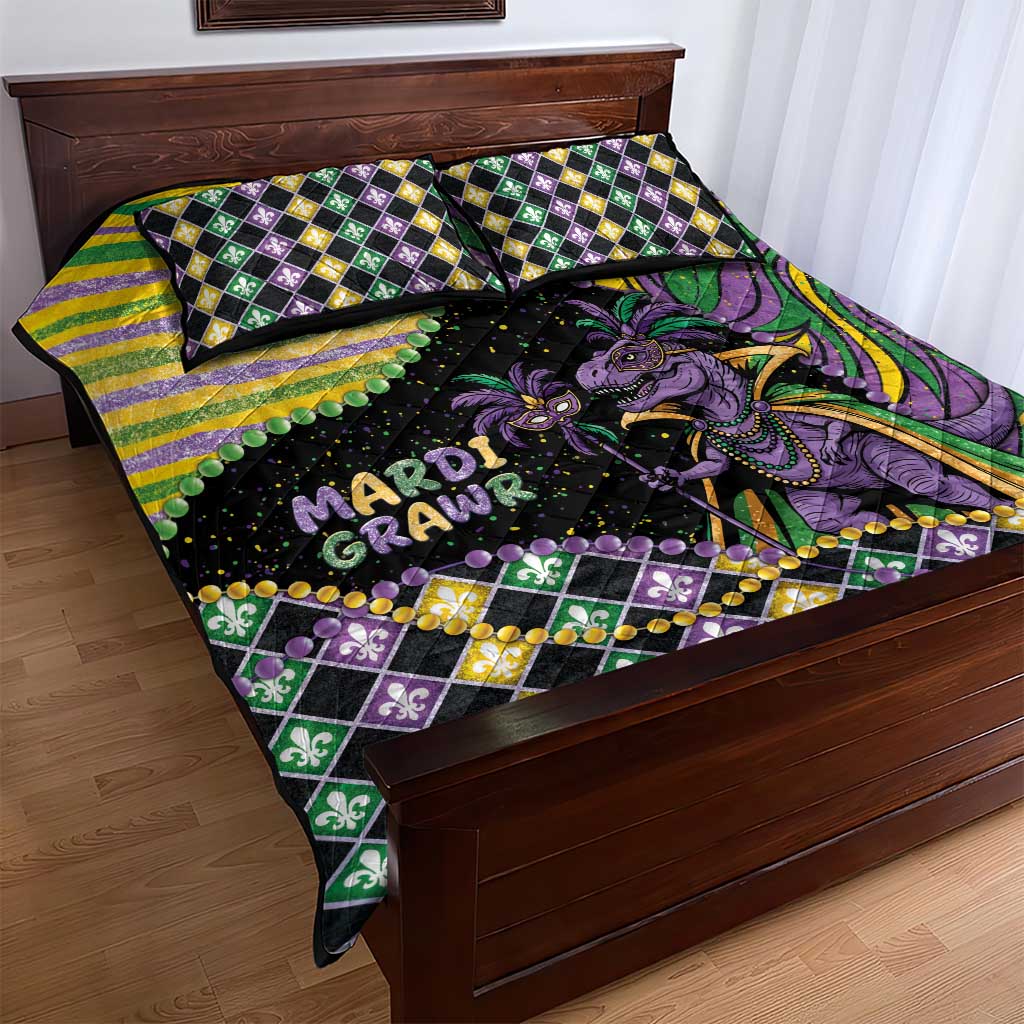 Mardi Gras Quilt Bed Set King Rex Glitter Effect