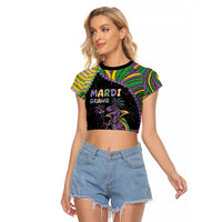 Mardi Gras Raglan Cropped T Shirt King Rex Glitter Effect