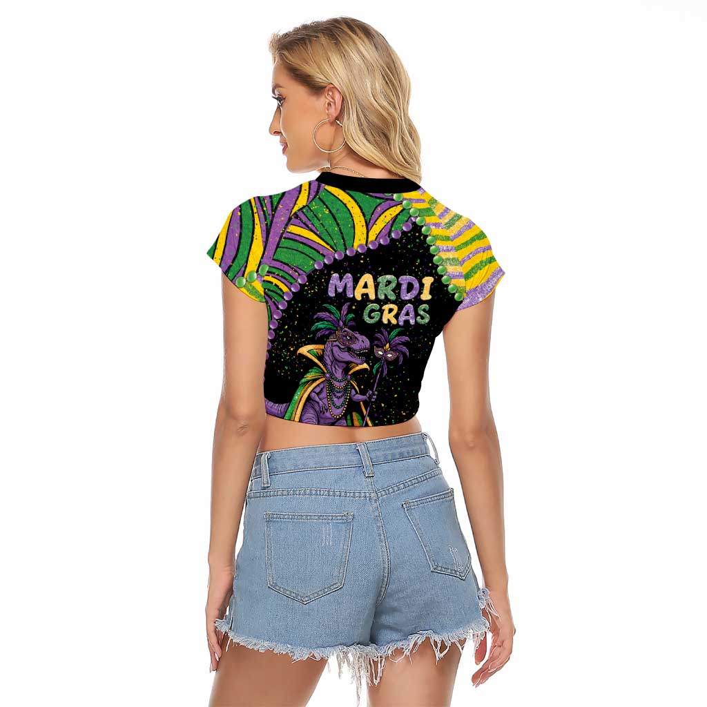 Mardi Gras Raglan Cropped T Shirt King Rex Glitter Effect
