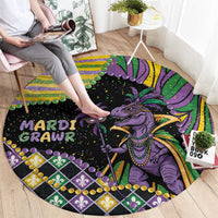 Mardi Gras Round Carpet King Rex Glitter Effect
