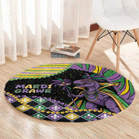 Mardi Gras Round Carpet King Rex Glitter Effect