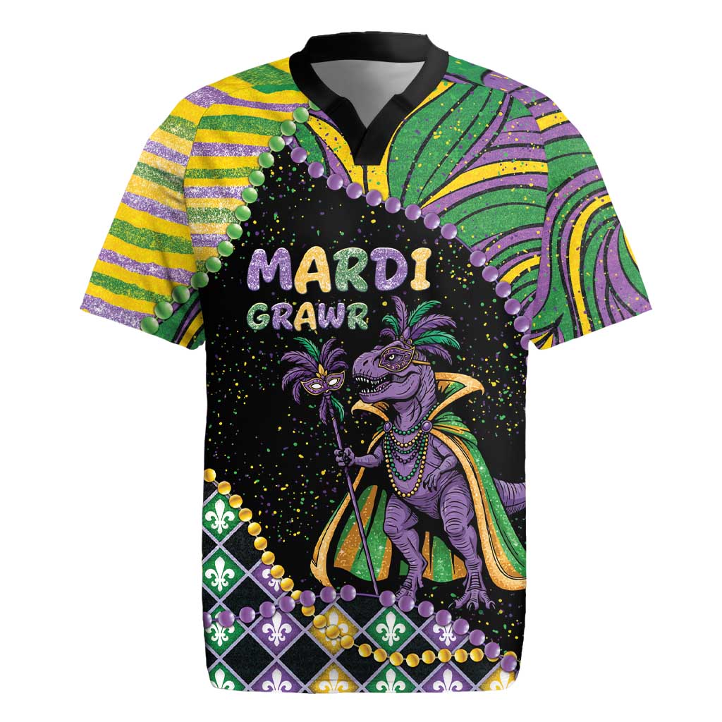 Mardi Gras Rugby Jersey King Rex Glitter Effect