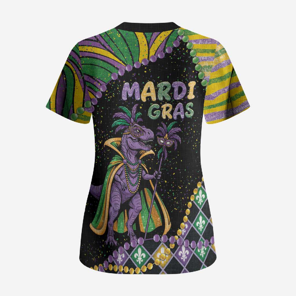 Mardi Gras Scrub Top King Rex Glitter Effect