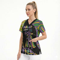 Mardi Gras Scrub Top King Rex Glitter Effect