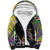 Mardi Gras Sherpa Hoodie King Rex Glitter Effect