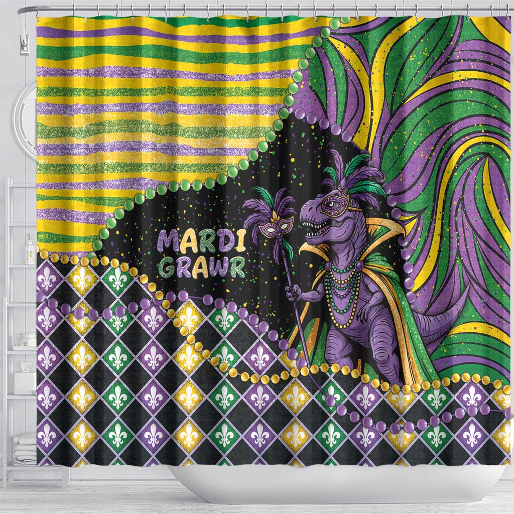 Mardi Gras Shower Curtain King Rex Glitter Effect