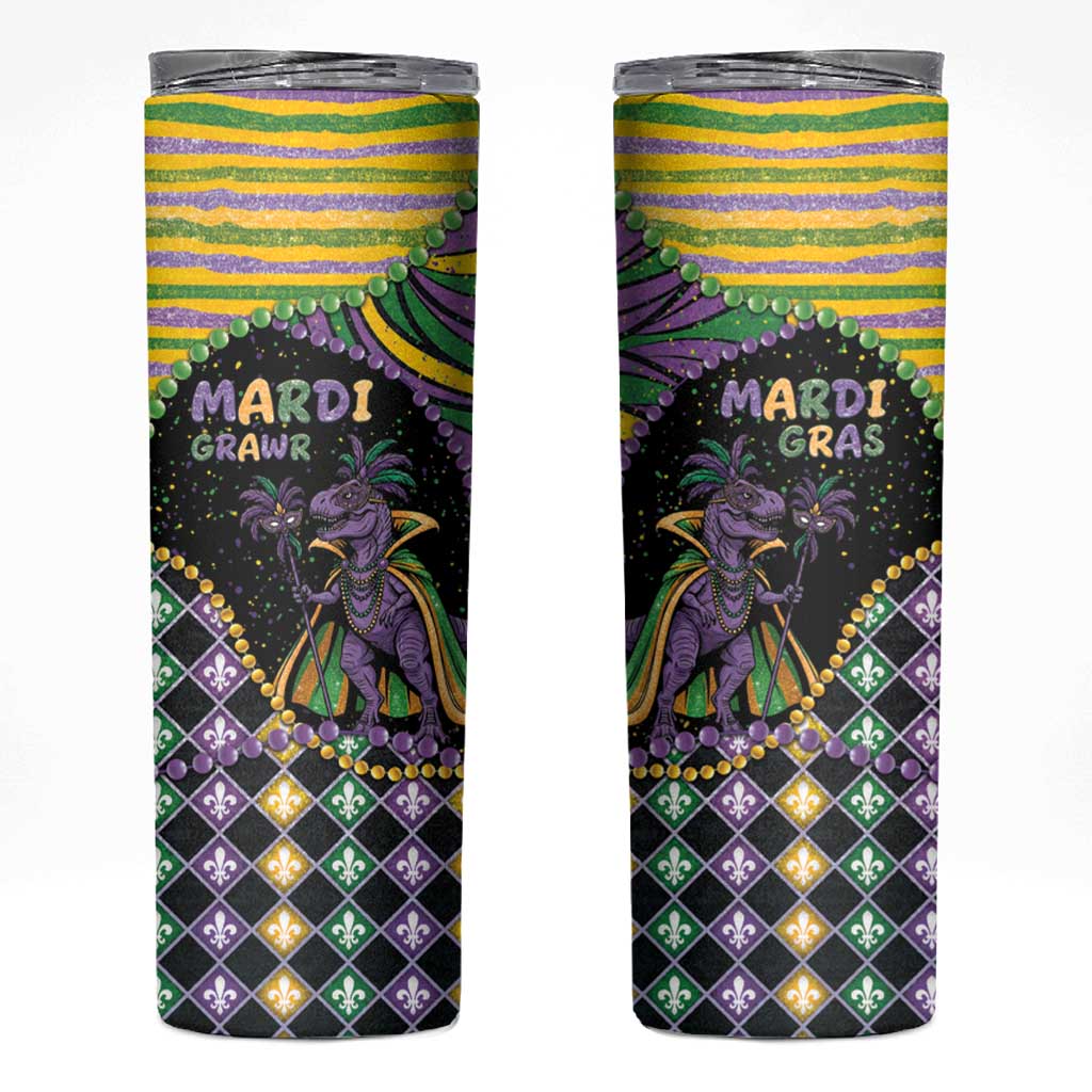 Mardi Gras Skinny Tumbler King Rex Glitter Effect